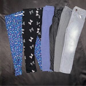 Girls 5T Bottoms Kids Mixed Leggings & Jeggings Pack - Blue, Black, Purple, Gray